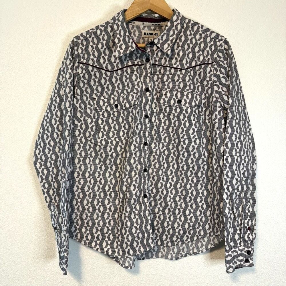 Rank 45 Cowboy Western Patterned Button Down Size XL